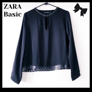 ♥️ ZARA Basic: Black flowy longsleeve blouse